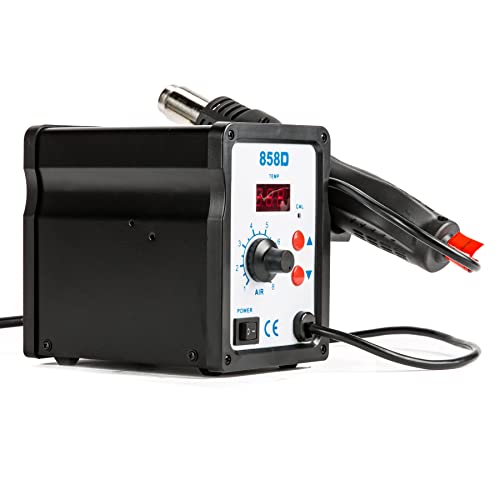 CREWORKS 858D Rework Station, 110V SMD Soldering Rework Station with Hot Air Heat Gun Set, LED Digital Temperature Display Screen Electric Desoldering Welding Iron Kit for Electronics Repairing