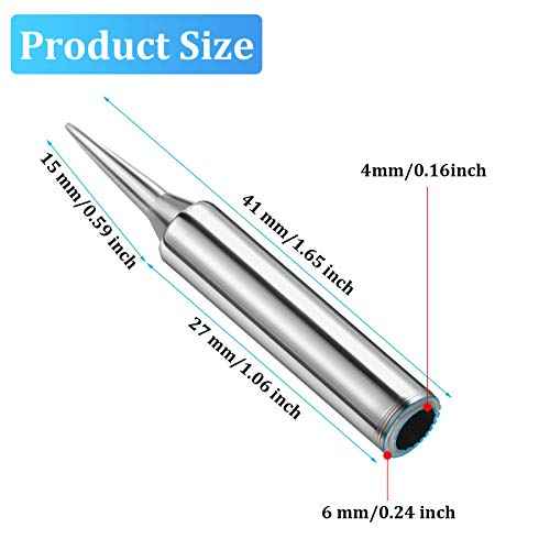 20 Pieces Replacement Soldering Iron Tips Soldering Iron Tips Replacement Pointed Fine Solder Tips Compatible with Hakko and More Tools (900M-T-I)