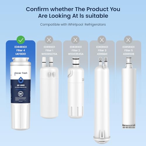 Glacier Fresh UKF8001 Refrigerator Water Filter 3 Pack for Whirlpool - Standard Model