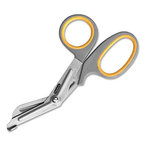 PhysiciansCare by First Aid Only 90292 Bonded Titanium First Aid Bandage Scissors, 7" Bent, Gray/Yellow