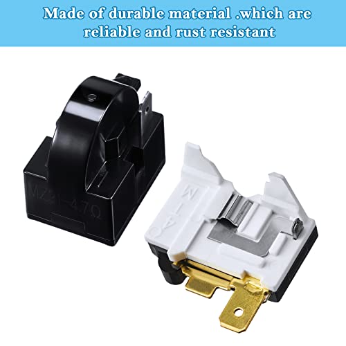 Mudder 2Pcs PTC Starter Relay 4.7Ω & 6750C-0005P Overload Protector for Refrigerator