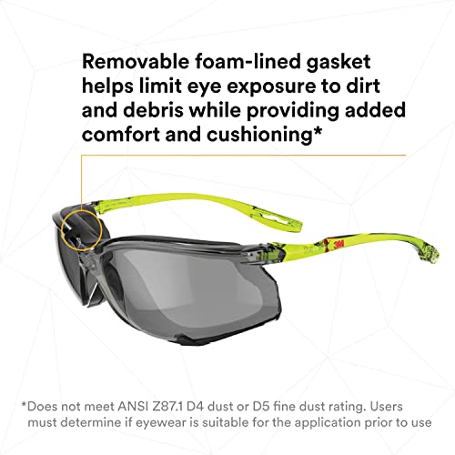 3M Safety Glasses, Solus CCS Series, ANSI Z87, Scotchgard Anti-Fog Coating, Gray Lens, Corded Ear Plug Control System, Removable Foam Gasket, SCCS02SGAF-GRN-F