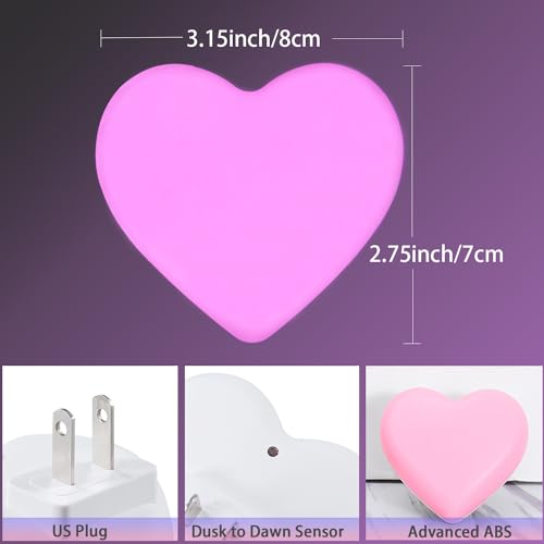 INZU Pink Night Light for Kids - Wall Plug LED Nightlight with Auto Dusk to Dawn Sensor, Soft Warm Glow for Nursery & Bedroom