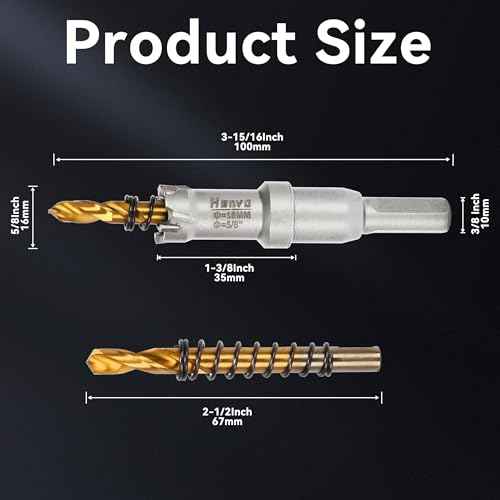 Hole Saw 5/8" (16mm) Heavy Duty Carbide with 2 Pilot Drill Bits - Metal Hole Cutter Cuts Stainless Steel, Iron, Copper, Brass, Plastic