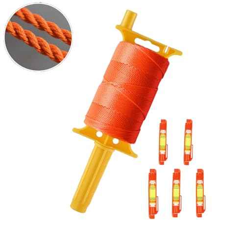 Mason Line String with Handle, #18 540 FT Braided Construction Nylon String Line, String Line Reel with 5 Built-in Levels for DIY