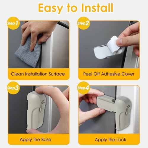 Fridge Lock for Kids - Refrigerator Lock & Freezer Lock, 2-Pack Dual Mode, Child Proof, Adhesive No-Drill Fridge Child Lock to Keep Fridge/Freezer Door Closed - Keep Toddlers & Pets Safe(Gray)