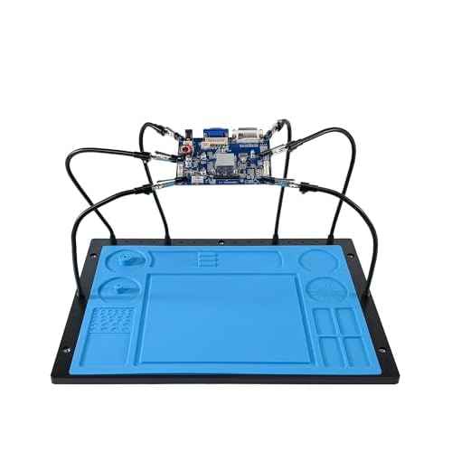 Kaisi Helping Hands Soldering Station with Soldering Mat,6 Flexible Arms Third Hand Tool Heat-Resistant Silicone Solder Mat Base Soldering Kit Helping Hands for Electronic Repair Soldering Jewelry DIY