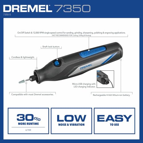Dremel 7350-5 Cordless Rotary Tool Kit with USB-C Rechargeable Battery - Original