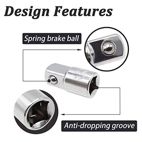 Dianrui 4 PCS Socket Adapter Set, 3/8 to 1/2 Socket Adapter, 3/8 to 1/4 Square Ratchet Reducer Sets for Automotive and Construction