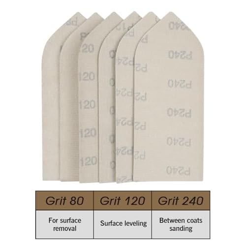 ROLLINGDOG 7 PCS Detail Sander Kit - 7.7¡± x 3¡±Hand Sander With 6PC Sandpaper for Drywall, Wood, and Metal Sanding (80,120,240 grit)