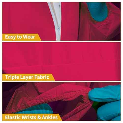 SMS Disposable Coverall, Hazmat Suits Coveralls with Hood and Elastic Wrists for Spray Paint Mechanic Work