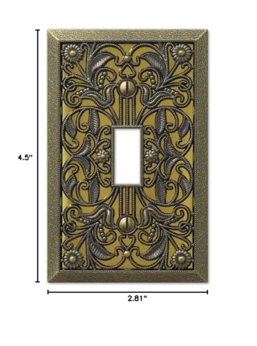 Amerelle Filigree Wallplate with 1 Toggle Switch, Antique Brass - Pack of 1