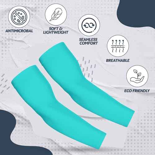 KUHNMARVIN 2 Pairs Arm Sleeves Compression UV Protection Cooling Sun Sleeves Tattoo Cover Up Basketball Arm Sleeves Football