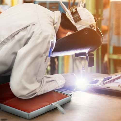 Leinuosen Welding Arm Knee Pad Mat Fire Welding Blanket Fireproof Foldable 16 x 19 Inch Heat Resistant Fabric High Temp Insulation Pad Flame Retardant Soldering Plumbing Protective