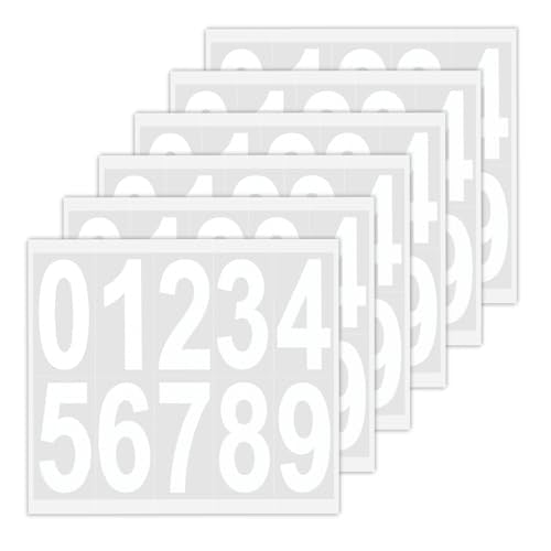RAINHOL 3 Inch Reflective White Mailbox Number Stickers - 6 Sets Outdoor Durable Vinyl
