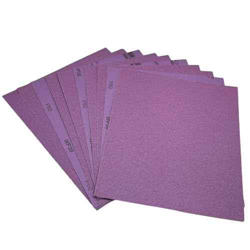 80 Grit Wet Dry Sandpaper, 9 x 11 Inch (23x28 cm) Sanding Sheets, 10 PCS Premium Aluminum Oxide Abrasive Sand Paper for Wood Metal Ceramic or Auto Polishing and Scratches Removing