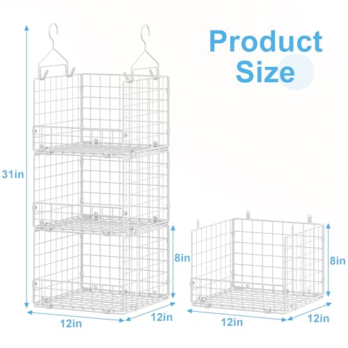 Sonyabecca White 3-Tier Hanging Closet Organizer with S-Hooks - Large Storage Shelf