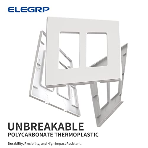 ELEGRP White 2-Gang Screwless Wall Plates 5 Pack - Mid-Size Decorative Cover