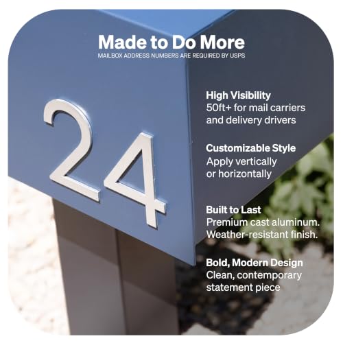 Adoorn Silver 4 Inch Mailbox Numbers - Number 1, Weatherproof Metal Stick-On Address Sign