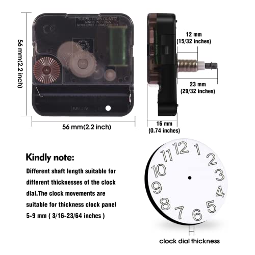 Deewish High Torque Clock Mechanism Replacement 23mm Shaft, No Hands, Thread 12mm