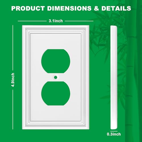 OKAYZIP White Decorative Outlet Covers Wall Plates - 4 Pack, Duplex Version