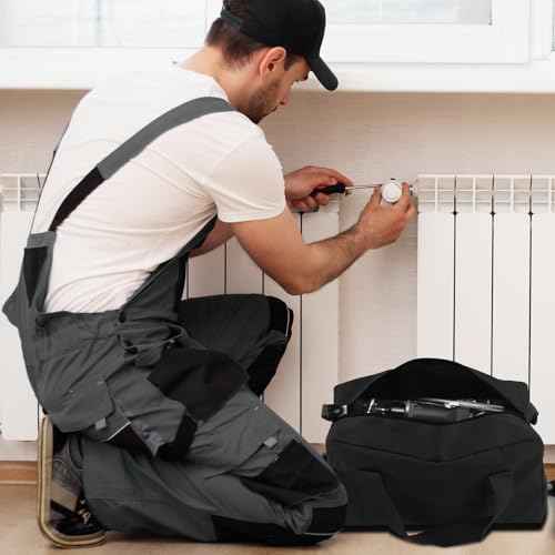 Small Tool Bag,Close Top Wide Mouth Tool Organizer Bag,Large Capacity Tool Bags for Men,Canvas Tool Storage Bag for Storage Handbag for Screwdrivers,Wrench,Pliers Hand Tools (black, 12 Inch)