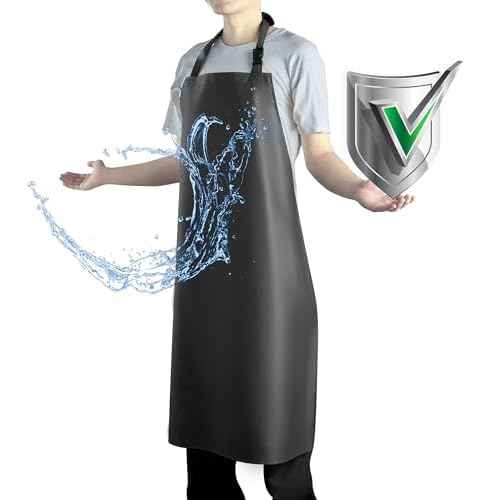 Waterproof Apron with Comfortable Adjustable Bib Rubber Vinyl Dishwasher Heavy Duty Apron for Men Women Dishwashing