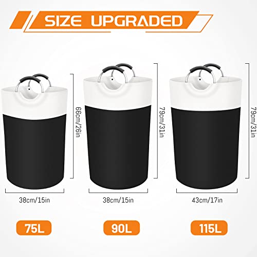 BlissTotes 90L Freestanding Collapsible Laundry Basket – Black (90L)