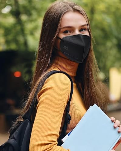 LEM ENT 50 Pack Black KN95 Face Masks - 5-Layer Dust & Safety Masks for Adults