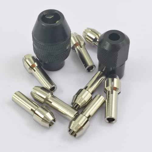 10 Pcs 1/8'' Collet Nut Set - Includes 1/8'' Collet + Clamping Nut + 3-Jaw 4486 Keyless Chuck for Rotary Tools