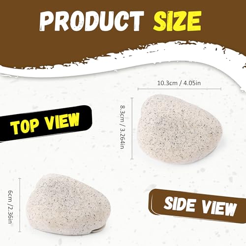 BARGIFTS Fake Rock Key Hider Safe for Outdoor Garden Yard, White - Large Stone Safe