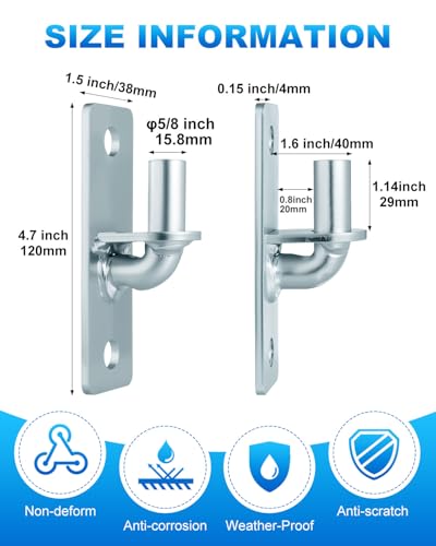 2 Pack Heavy Duty Wall Mount Gate Hinges with 5/8" Pin and Screws - Rust-Resistant Steel