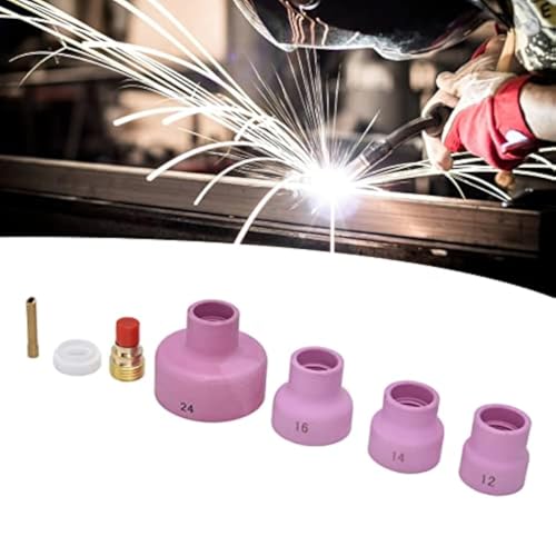 Zerone TIG Welding Torch Accessories Kit, 7Pcs for WP 9 20 25, Ceramic Nozzle +Electrode Holder+PTFE Front Cover(2.4mm) +Connector, Corded Electric, Modern Style