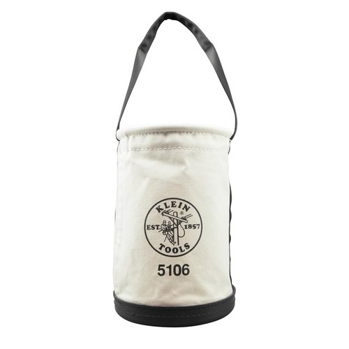 Klein Tools 5106 Storage Bucket, Canvas Tool Bucket, 9-Inch Diameter, 14-Inch Height, No. 6 Canvas, Web Handle