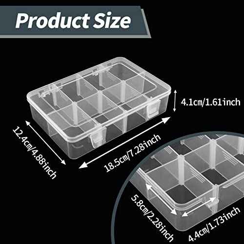 1 Pack Plastic 8-Grid Case Hard Plastic Storage Box with Detachable Blank for Small Parts,Hardware Tool Parts(7.28 * 4.88 * 1.6 inch)