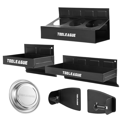 5Pcs Magnetic Toolbox Shelf, Tray & Holder Set – TOOLEAGUE, 6"/12" Trays + 4" Bowl + Paper Towel Holders (Variant: 5pcs)