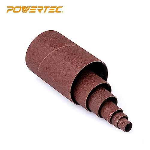 POWERTEC 11204 4.5" Sanding Sleeves for Spindle Sander | 80 Grit | Aluminum Oxide Sandpaper Sanding Sleeves 4-1/2¡± Long in 6 Diameters 1/2¡±, 3/4¡±, 1¡±, 1-1/2¡±, 2¡± and 3¡± ? 6 Pk