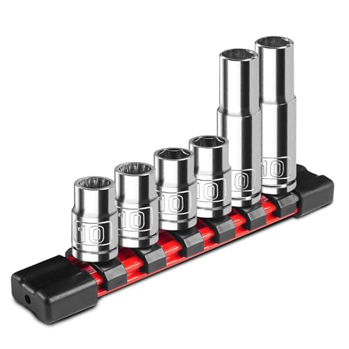 6PCS 3/8" Drive 10mm Socket Set, Deep & Shallow, Mirror Finish, Cr-V Steel