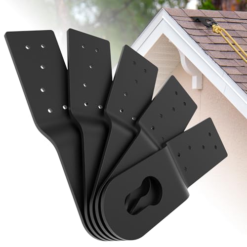 5 Pcs Roof Safety Anchor Hitch Clip, Permanen Roof Anchor for Fall Protection Connect to Wood Surface,Roofing Anchor Bracket Use with Other Roof Safety Equipment(Aluminum - Black)