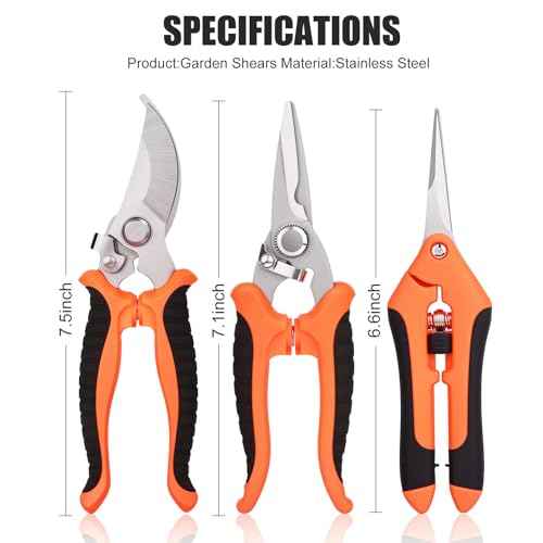 3 pcs garden shears Stainless steel Gardening scissors Pruning shears for gardening For pruning scissors flowers fruit trees