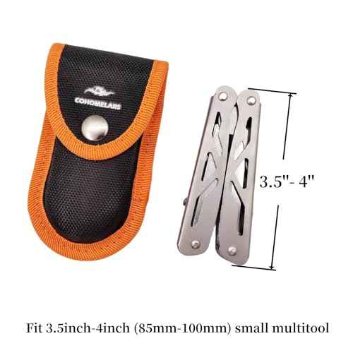 Nylon Case (Extra Small Size) for 3.5''-4'' Leatherman Multitool,Small Knife Sheath Fits 3.5''-4'' Thick Folding Pocket Knife,Small Tool Pouch,EDC Belt Holder (Orange+black)