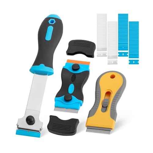 Bates- Razor Blade Scraper Set, 3 Pack, Razor Scraper Set with Extra 50 Plastic & 30 Metal Blades, Window Scraper Tool, Paint Scraper Tool