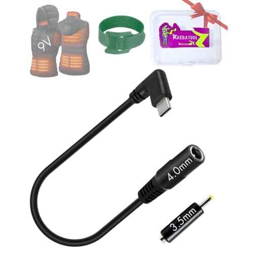 9V Heated Jacket Battery Step-Up Adapter Charger Cable for Heated Jackets,Hoodies,Vests,(Type C to DC4.0/3.5mm) Compatible with Milwaukee M12, Ororo,Venustas,Glaais,Makita, Soljikye