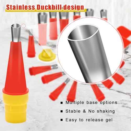 30Pcs Caulking Finisher Kit, 16Pcs Caulking Nozzle Coating Tips Applicators Reusable Tool Kit with 8Pcs Connector, 4Pcs Grout Scraper, 2Pcs Brush for Bathroom Doors Windows