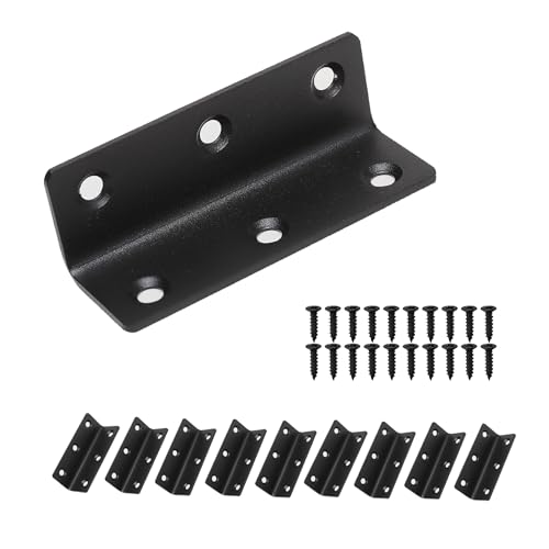 Redunest 10 Pack 3.2 Inch Heavy Duty Black Corner Brackets for Furniture