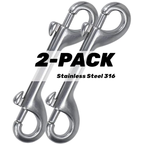 Faneta 90mm Double Ended Bolt Snap Hooks, Marine-Grade 316 Stainless Steel, Set of 2