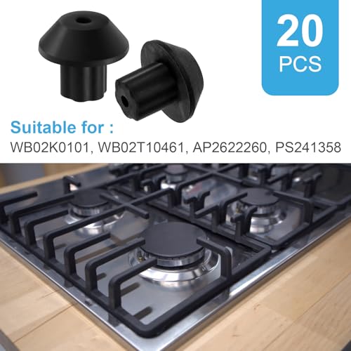 Stove Grate Rubber Feet Set, 20 Pcs Replacement Parts for Gas Range Burners
