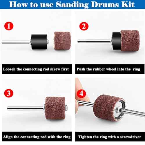 Tnisesm Aluminum Oxide Sanding Drum Set,Including 198 Pieces 80 120 240Grit Drum Sander Sanding Sleeves and 12 Pieces Drum Mandrels for Dremel Rotary Tool,Sanding Drums with Box