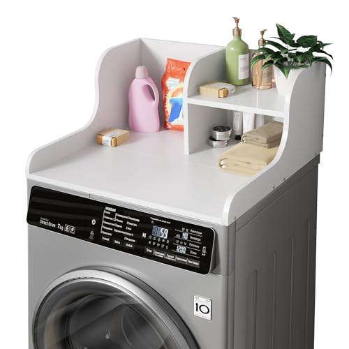 DTK White Single Washer Countertop with Shelf - Laundry Organizer & Drying Surface