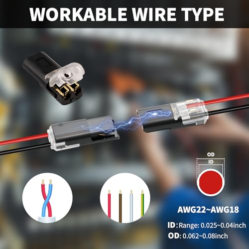 50 Pack Low Voltage 2 Pin Wire Connectors for Landscape Lighting & LED Strips